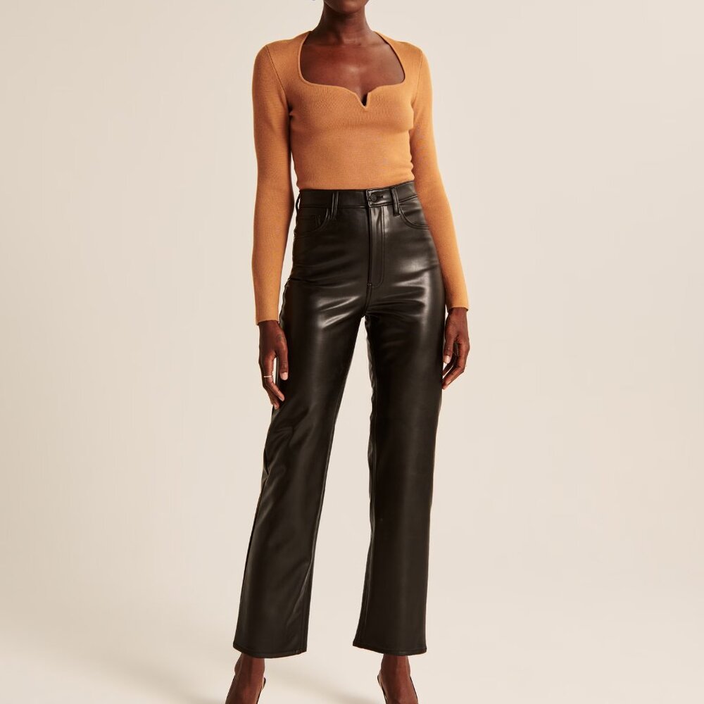 Abercrombie & Fitch Vegan Leather Ankle Straight Pants
